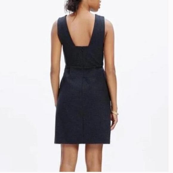 Madewell dress women's 2 V neck leather insets ponte sleeveless knee length gray - Picture 2 of 12